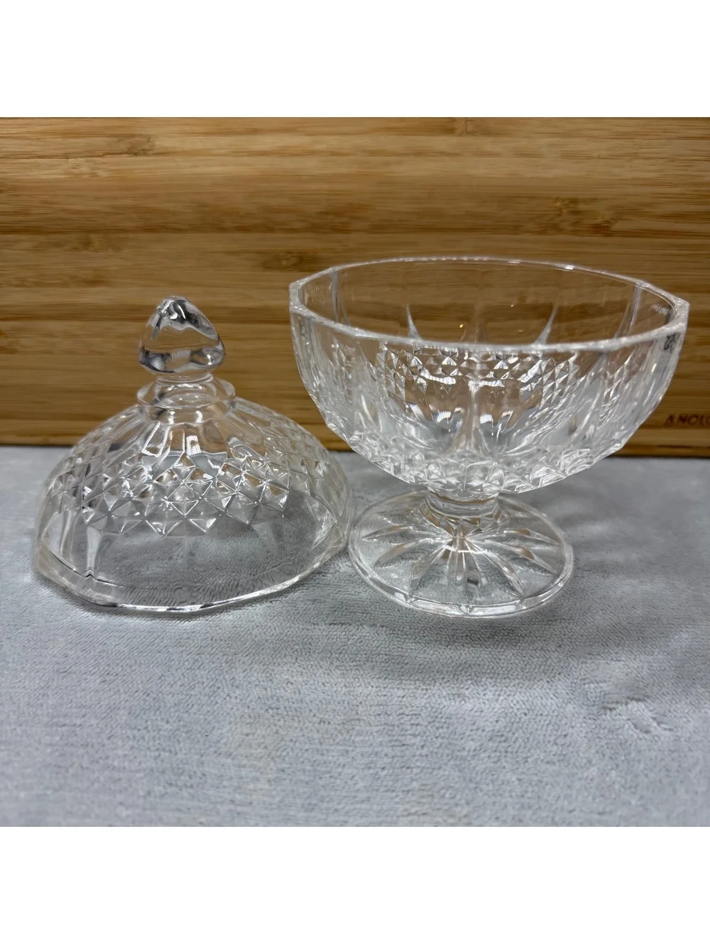 Cristal d'Arques Longchamp 24% Lead Crystal Covered Candy Dish with Lid France